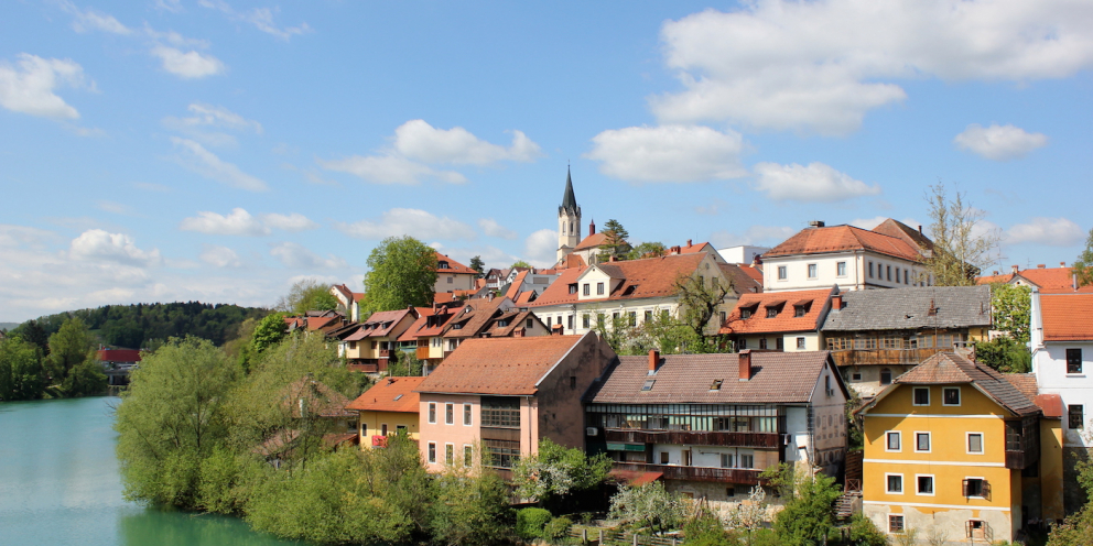 The city of Novo Mesto on a beautiful sunny day